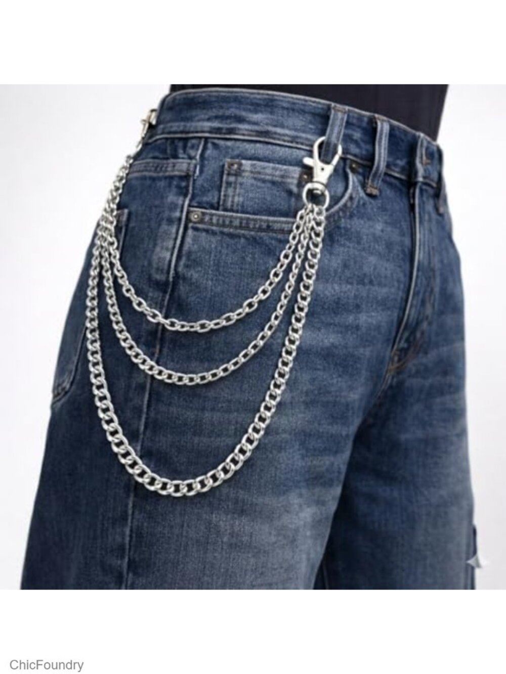 Layered Punk Wallet Chain with Lobster Clasps - Gothic Hip Hop Pants Chain for